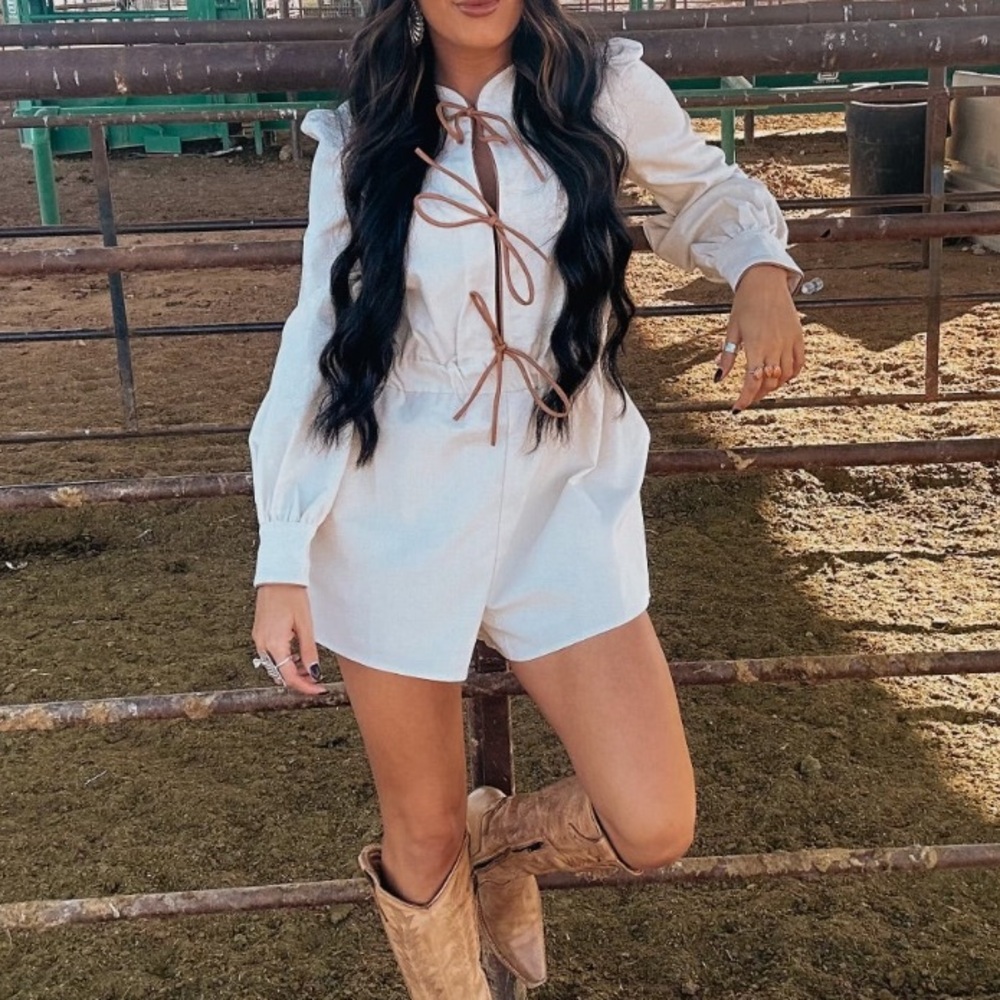 White Long-Sleeve Romper